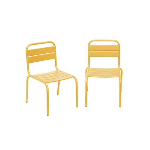 Conjunto de 2 cadeiras metálicas para crianças, Kristoff, Amarelo, 38x40.5x56 cm