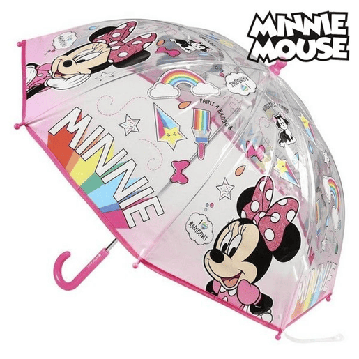 Conjunto de mochila infantil Minnie 3D rosa + guarda-chuva transparente combinando Conjunto de mochila infantil Minnie 3D rosa + guarda-chuva transparente combinando