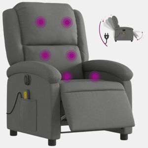 vidaXL Poltrona reclinável de massagens elétrica tecido cinza-escuro
