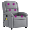 vidaXL Poltrona de massagens reclinável tecido cinzento-claro
