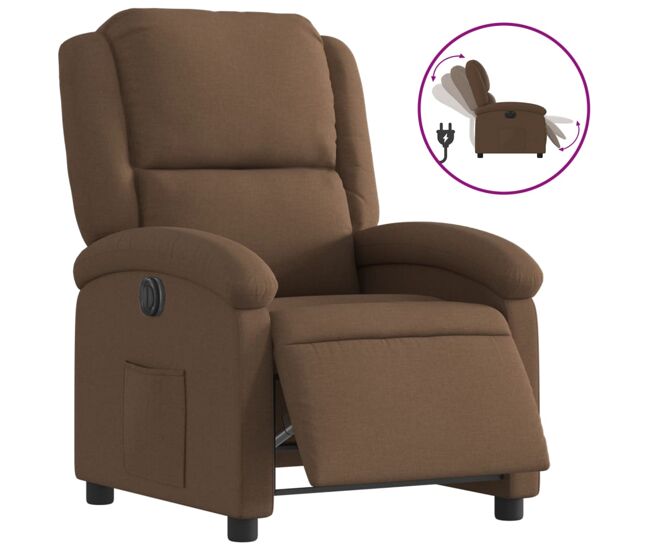 Vidaxl sillón reclinable eléctrico de tela marrón