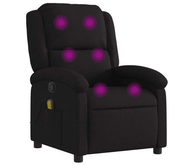 Vidaxl sillón reclinable de masaje de tela negro