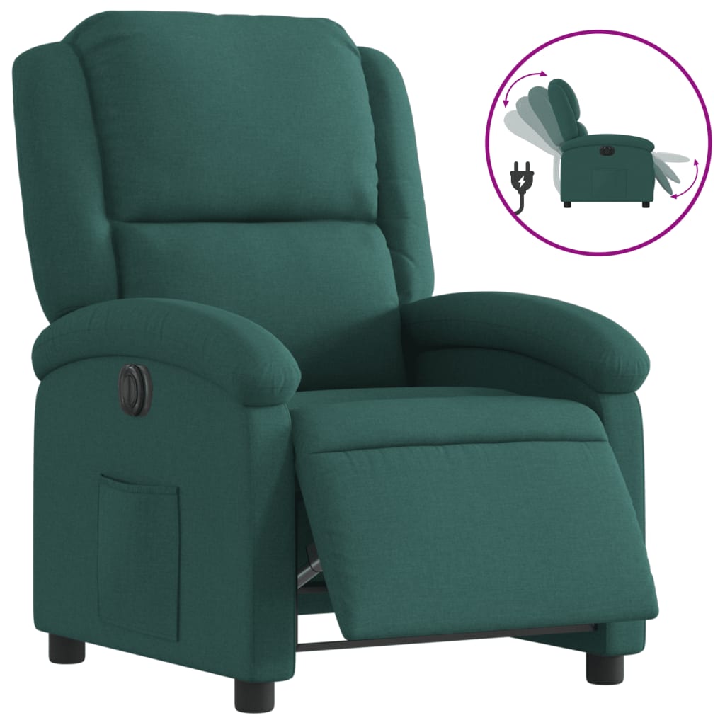 Sillón Reclinable Eléctrico Verde Oscuro