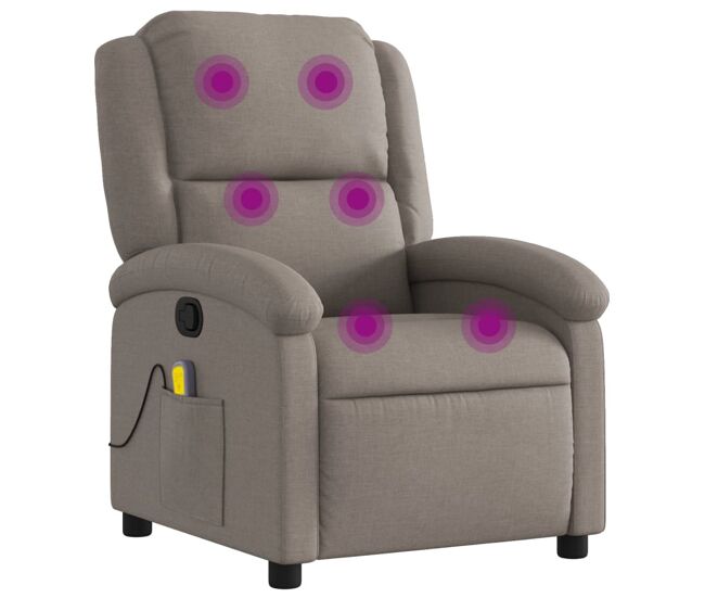 Vidaxl sillón de masaje reclinable de tela gris taupé