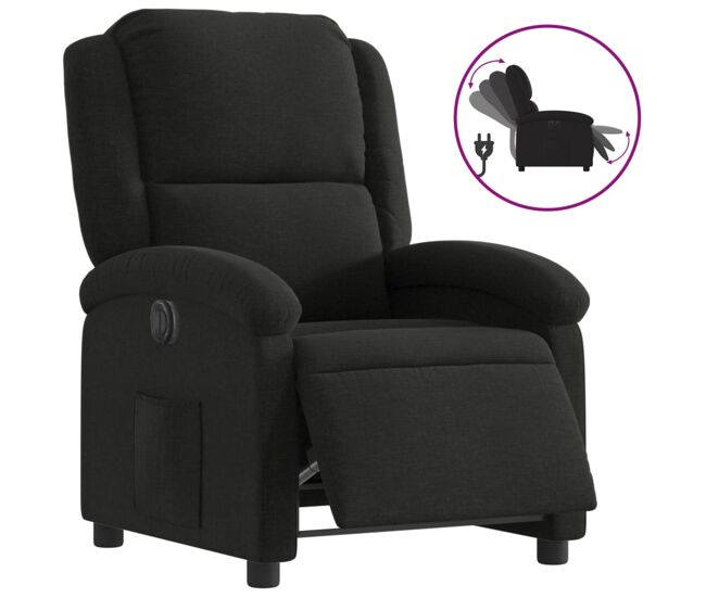 Vidaxl sillón reclinable eléctrico de tela negro
