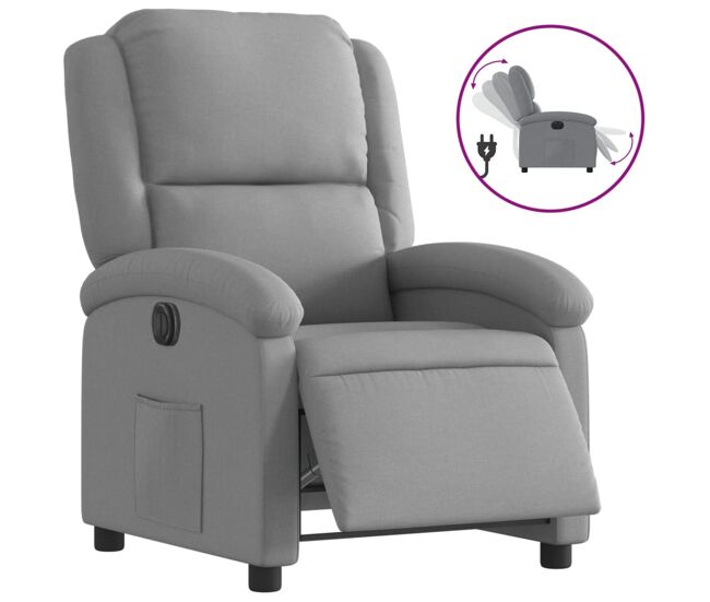 Vidaxl sillón reclinable eléctrico tela gris claro
