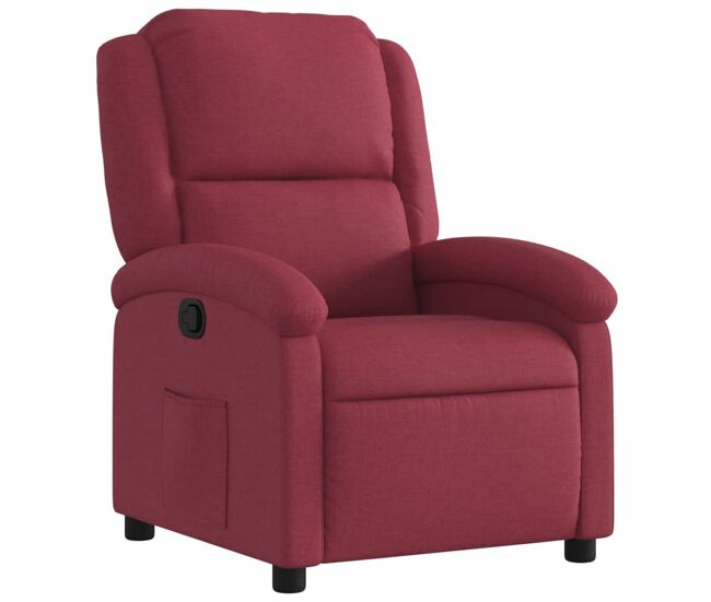 Vidaxl sillón reclinable de tela rojo tinto
