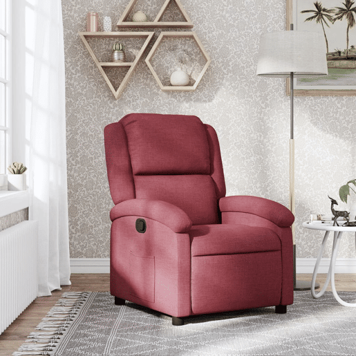 vidaXL Poltrona reclinável tecido vermelho tinto