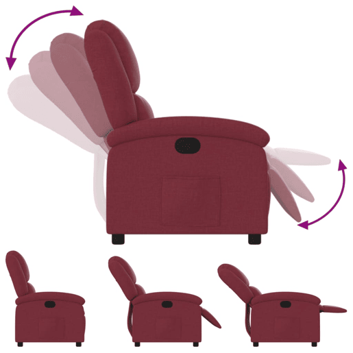 vidaXL Poltrona reclinável tecido vermelho tinto