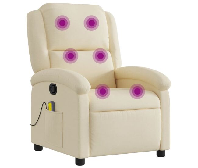 Vidaxl sillón de masaje reclinable de tela crema