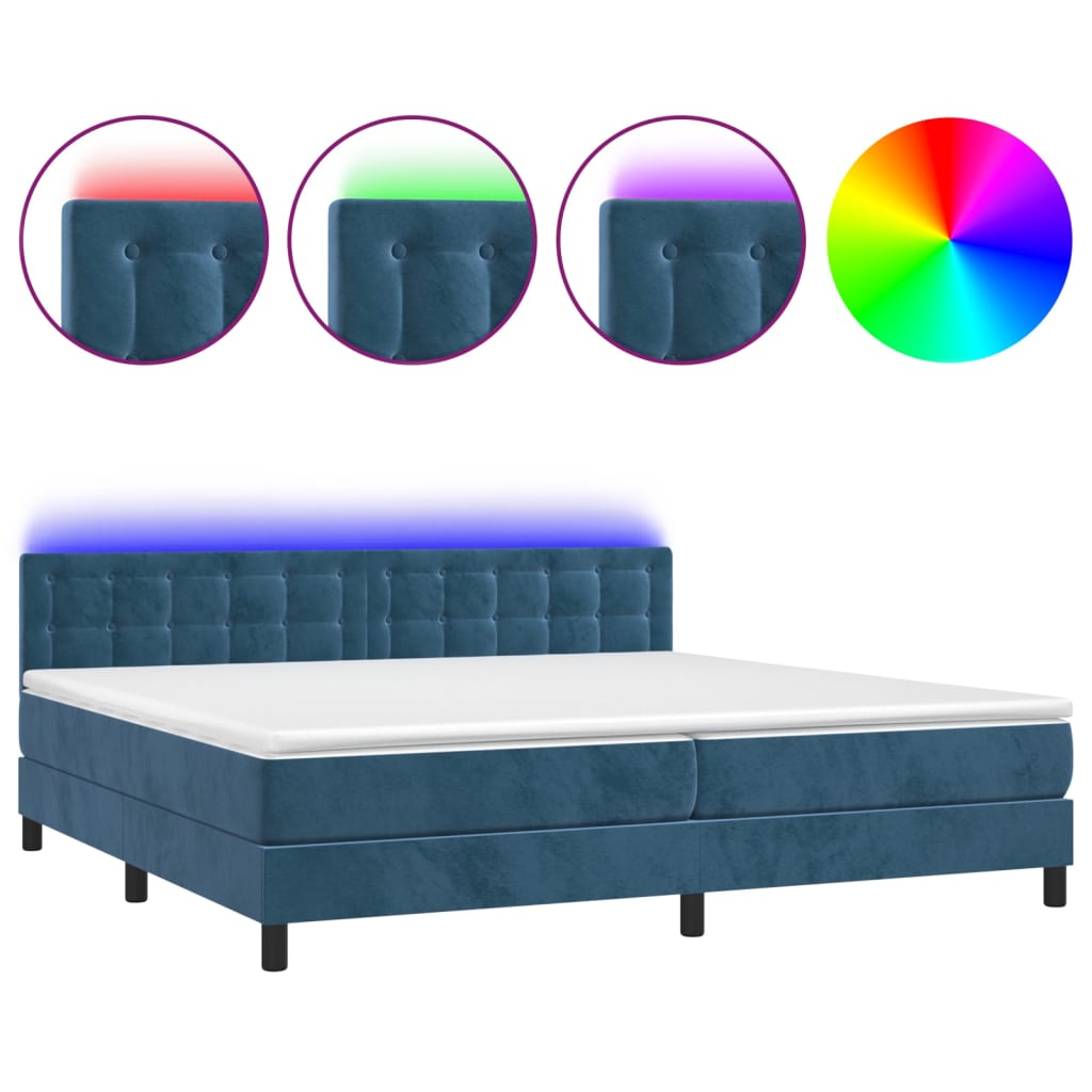 Cama box spring 200x200 Azul