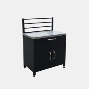 Cozinha exterior em aço 1 gaveta e 2 portas, 80cm, Grimaud, Preto, 54x80x124 cm