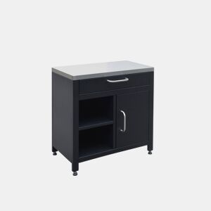 Cozinha exterior em aço 1 gaveta e 1 porta, 80cm, Grimaud, Preto, 52.5x80x87 cm