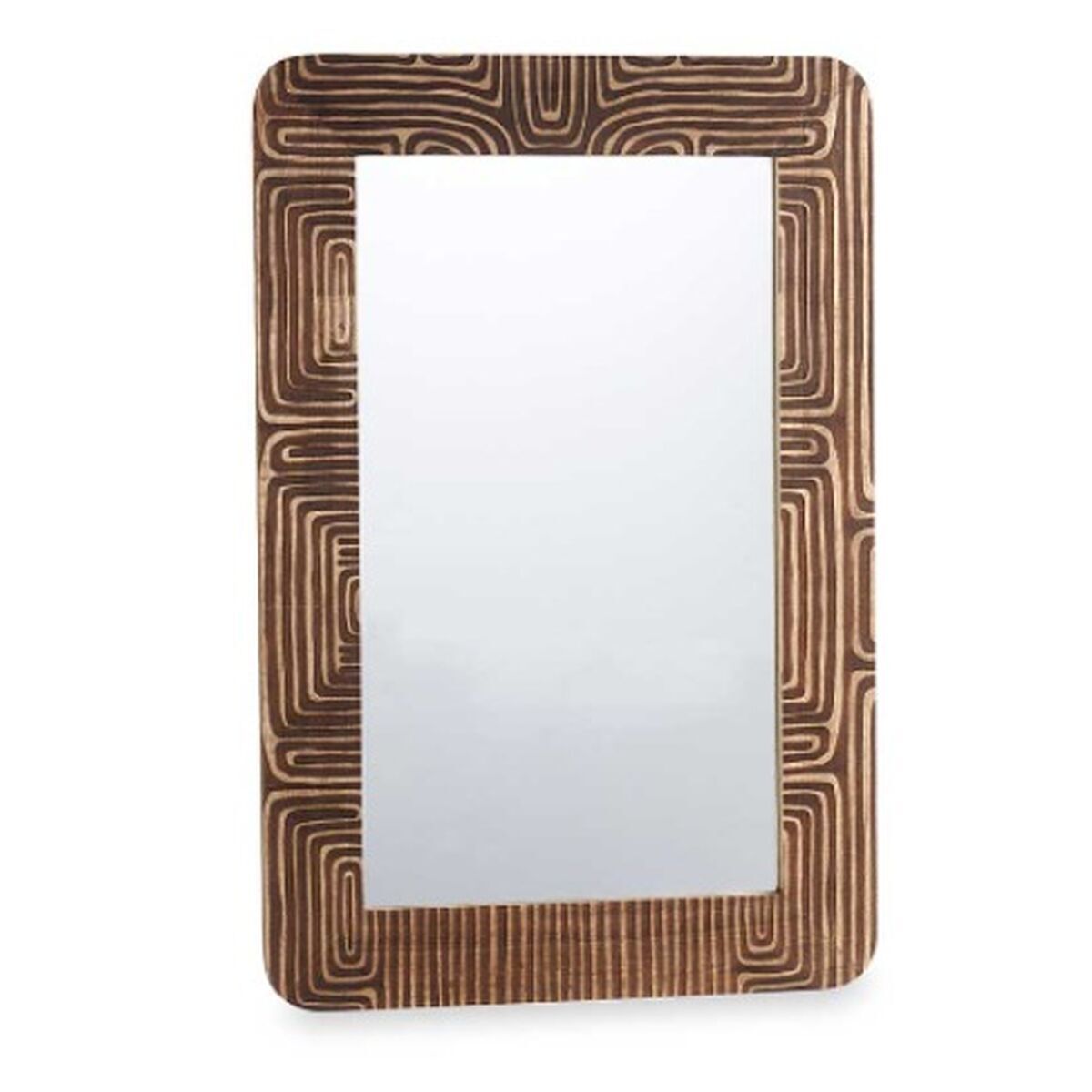 Espejo de pared marrón madera de mango curva 90 x 60 x 2 cm
