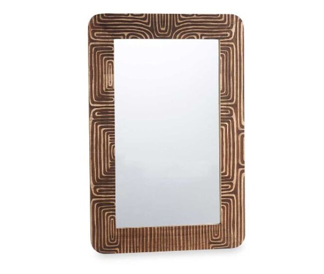Espejo de pared marrón madera de mango curva 90 x 60 x 2 cm