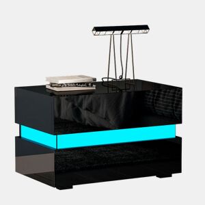 Mesa de cabeceira moderna Nyana Home com luz LED | Design sofisticado | Grande durabilidade | Funcional e versátil | Otimização de espaço | 60x45x39cm