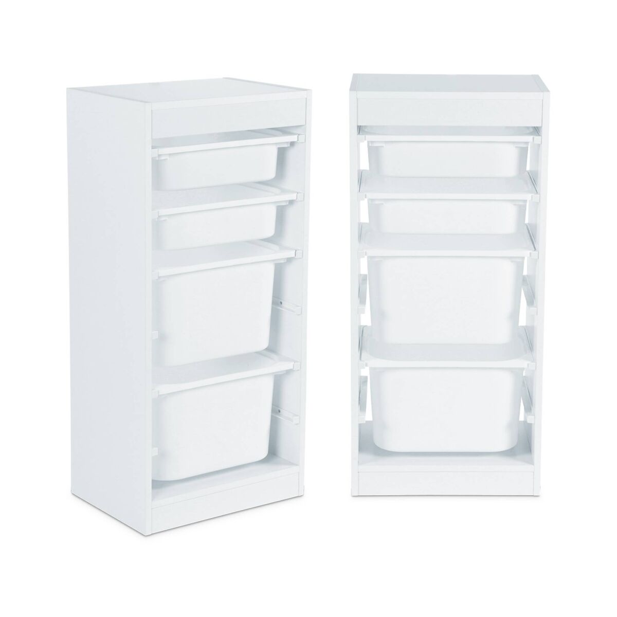 Mueble de almacenamiento infantil 4 cajas, set de 2, sora x2, blanco, 41.5x30x89 cm