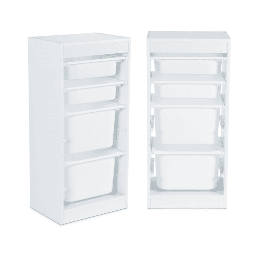 Móvel de armazenamento infantil 4 caixas de armazenamento, set de 2, Sora x2, Branco, 41.5x30x89 cm