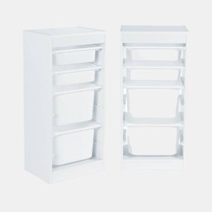 Móvel de armazenamento infantil 4 caixas de armazenamento, set de 2, Sora x2, Branco, 41.5x30x89 cm