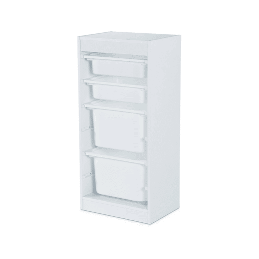 Móvel de armazenamento infantil 4 caixas de armazenamento, set de 2, Sora x2, Branco, 41.5x30x89 cm