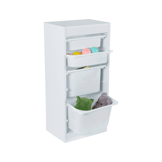 Móvel de armazenamento infantil 4 caixas de armazenamento, set de 2, Sora x2, Branco, 41.5x30x89 cm