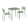 Mesa de jardim em metal com 2 cadeiras, Amelia, Verde, 70x70x72.5 cm