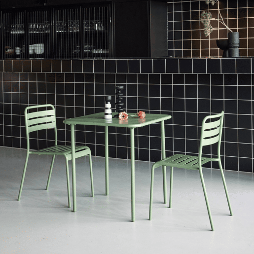 Mesa de jardim em metal com 2 cadeiras, Amelia, Verde, 70x70x72.5 cm Mesa de jardim em metal com 2 cadeiras, Amelia, Verde, 70x70x72.5 cm
