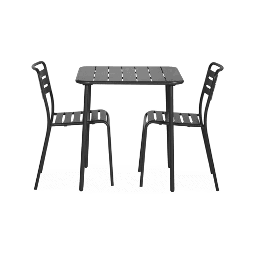 Mesa de jardim em metal com 2 cadeiras, Amelia, Antracite, 70x70x72.5 cm