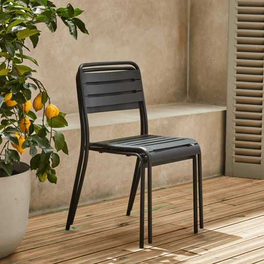 Mesa de jardim em metal com 2 cadeiras, Amelia, Antracite, 70x70x72.5 cm