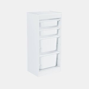 Arrumação para crianças com 4 caixas de arrumação, Sora, Branco, 41.5x30x89 cm