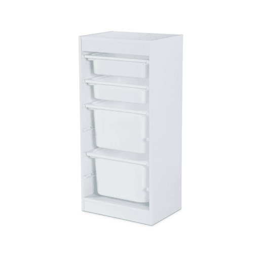 Arrumação para crianças com 4 caixas de arrumação, Sora, Branco, 41.5x30x89 cm
