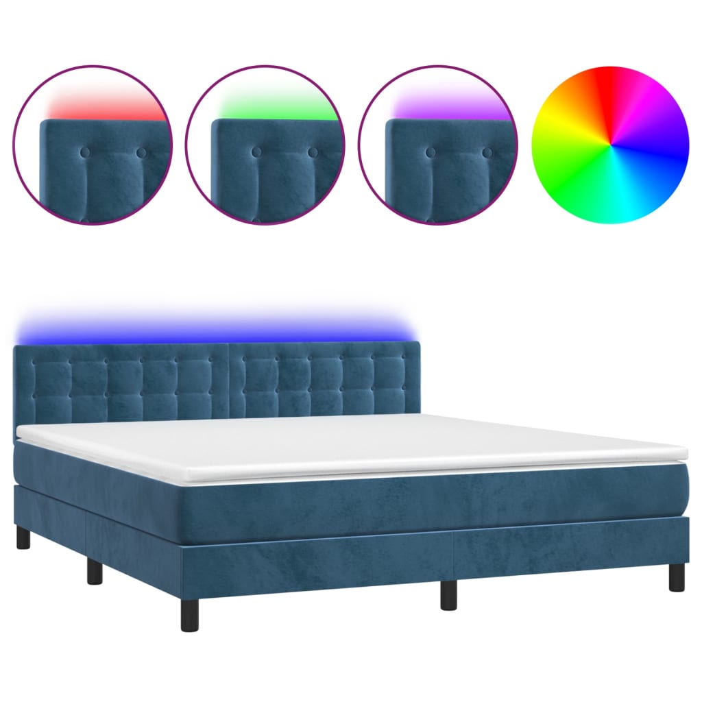 Cama box spring 160x200 Azul