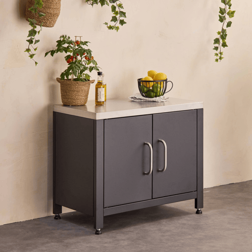 Cozinha exterior em aço, 80cm, Grimaud, Preto, 52.5x80x69 cm