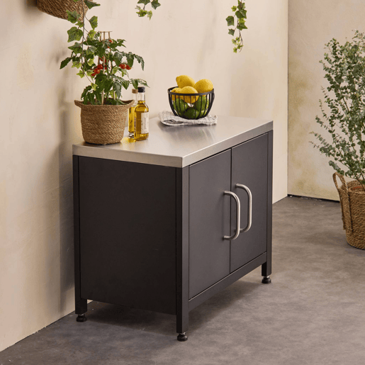 Cozinha exterior em aço, 80cm, Grimaud, Preto, 52.5x80x69 cm