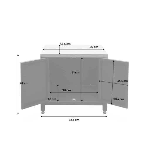 Cozinha exterior em aço, 80cm, Grimaud, Preto, 52.5x80x69 cm