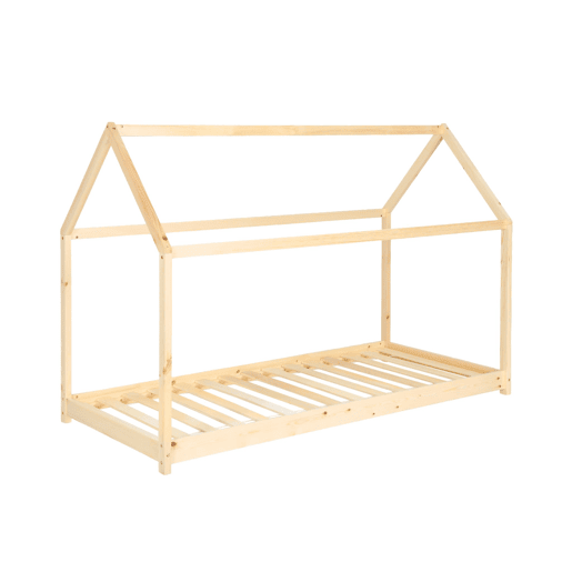 Cama de cabana para crianças em pinho natural, Tobias, Natural, 196x99x136 cm Cama de cabana para crianças em pinho natural, Tobias, Natural, 196x99x136 cm