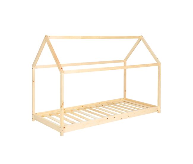 Cama infantil de pino natural, 90x190cm, tobias, natural, 196x99x136 cm