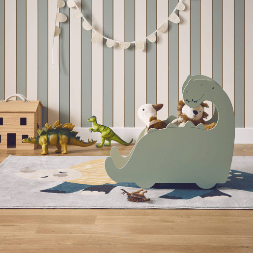 Caixa de brinquedos com rodas, para crianças dinossauros