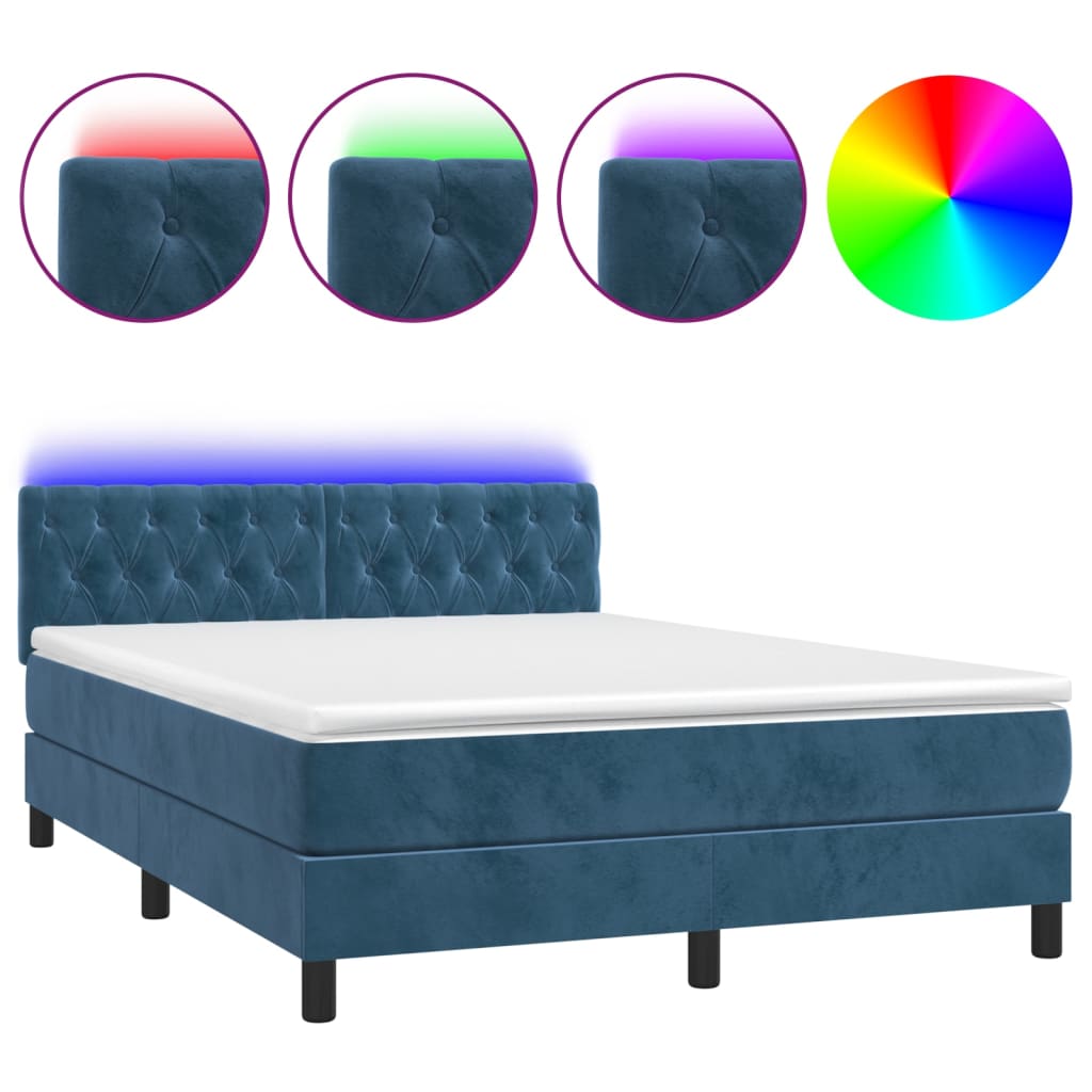 Cama box spring 140x190 Azul