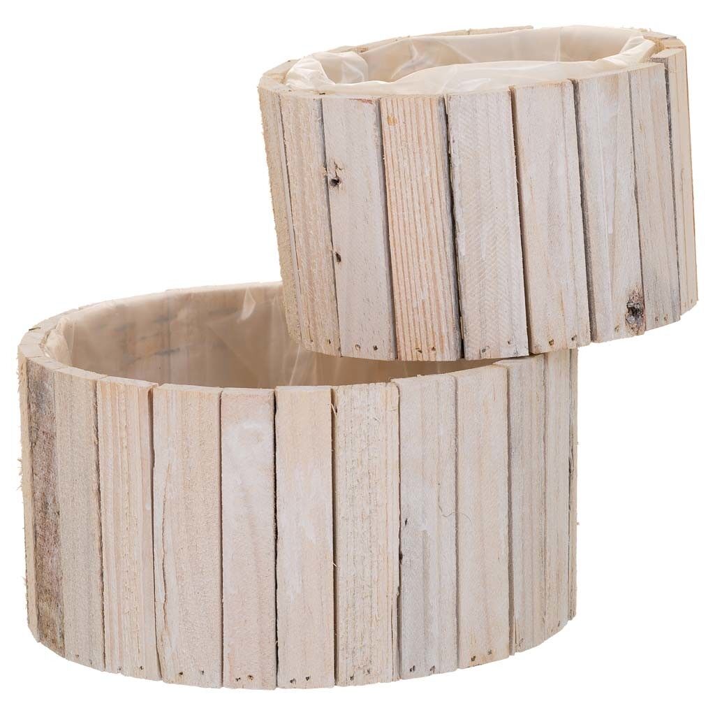 Set 2 cestos redondos de madera marrónes