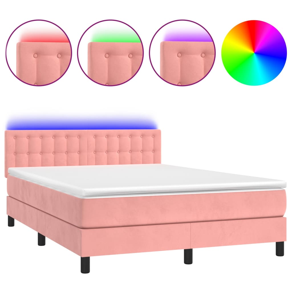 Cama box spring 140x190 Rosa