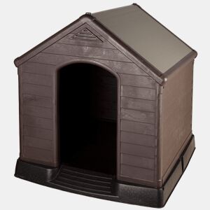 Curver Casinha de cão castanha em resina com chão elevado e sistema de ventilação 95x99x99 cm