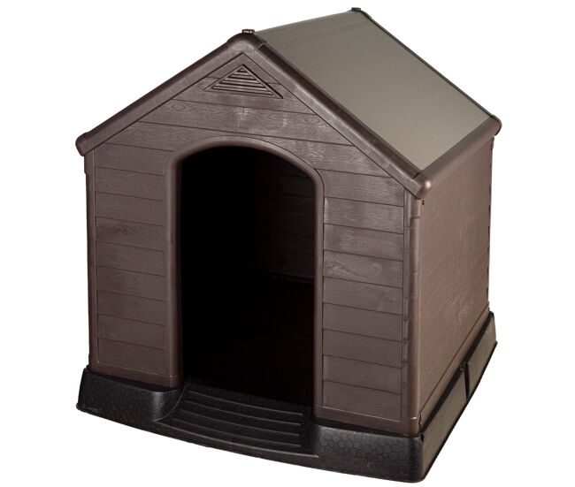Curver caseta perro marrón de resina c/suelo elevado y sistema de ventilación 95x99x99 cm