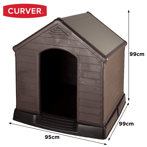 Curver Casinha de cão castanha em resina com chão elevado e sistema de ventilação 95x99x99 cm