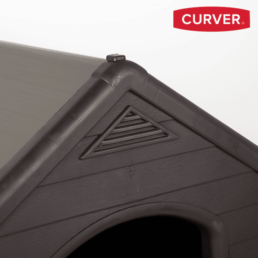 Curver Casinha de cão castanha em resina com chão elevado e sistema de ventilação 95x99x99 cm