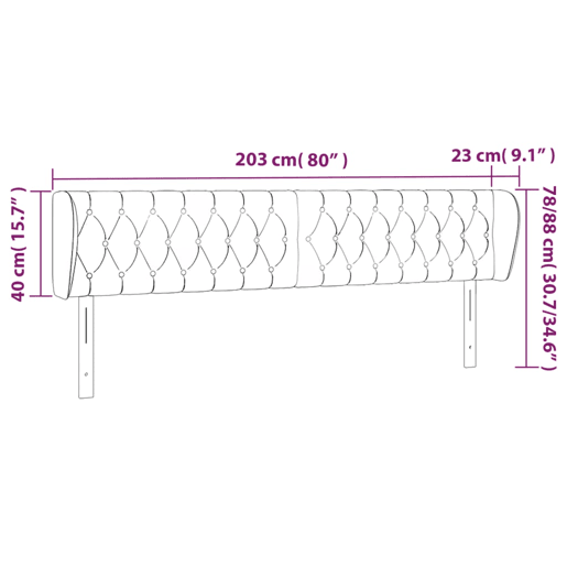 vidaXL Cabeceira de cama c abas tecido 203x23x7888 cm creme