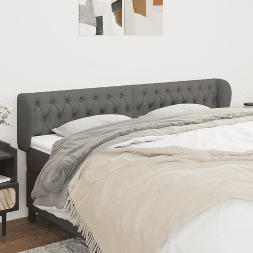 vidaXL Cabeceira de cama c abas tecido 183x23x7888cm cinzento-escuro vidaXL Cabeceira de cama c abas tecido 183x23x7888cm cinzento-escuro