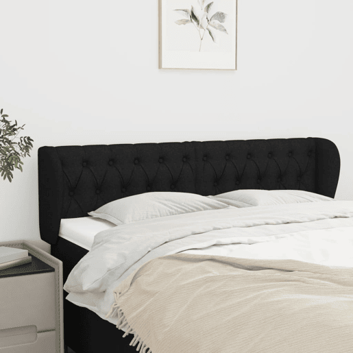 vidaXL Cabeceira de cama c abas tecido 163x23x7888 cm preto vidaXL Cabeceira de cama c abas tecido 163x23x7888 cm preto