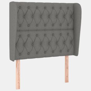 vidaXL Cabeceira cama c abas tecido 93x23x118128 cm cinzento-escuro