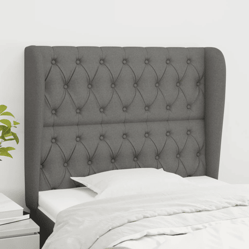 vidaXL Cabeceira cama c abas tecido 93x23x118128 cm cinzento-escuro vidaXL Cabeceira cama c abas tecido 93x23x118128 cm cinzento-escuro
